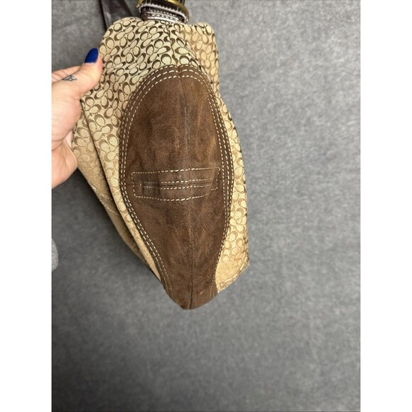 Coach Signature Hobo Bag Brown Canvas Suede 2158 Shoulder Purse Tassel Vintage - Picture 4 of 13